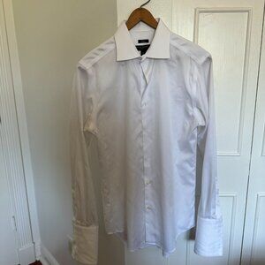 Pronto Uomo Men’s White Dress Tuxedo Shirt 100% Cotton Size 15 32/33 Slim Fit